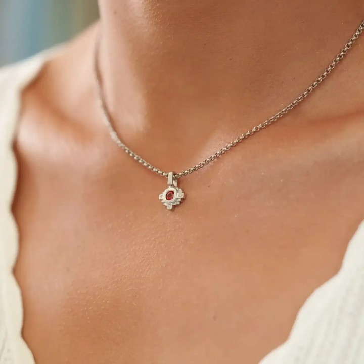 Pendentif Esther Saphir rouge 4 mm et diamants