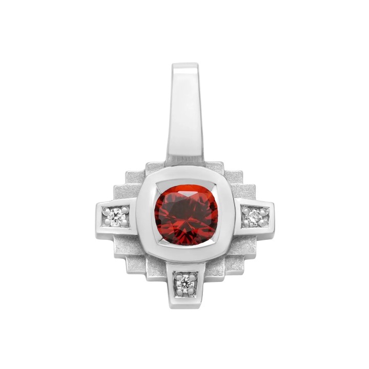 Pendentif Esther Saphir rouge 4 mm et diamants
