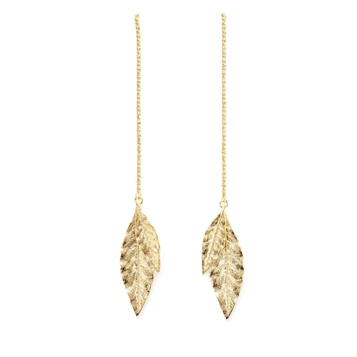 Boucles d'Oreilles Pendantes Thalie Or Feuilles