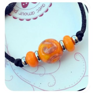 Bracelet artisanal • ajustable • verre filé • orange