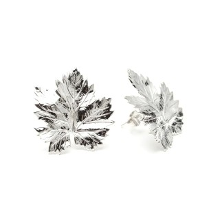 Maxi Boucles d'Oreilles Puces Héra Argent Feuilles
