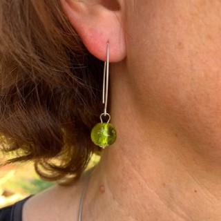 Boucles d'oreille Pushi vert transparent Murano Bea