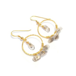 Boucles d'Oreilles Créoles Quartz Diamant