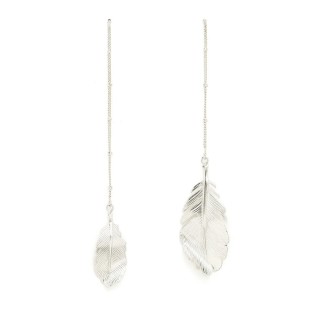 Boucles d'Oreilles Pendantes Zéphyr Argent Feuilles