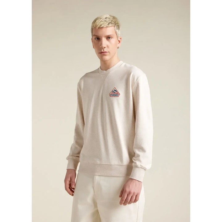Sweat à col rond unisexe en coton bio Pyrenex Phase Oat meal heather