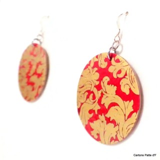 Boucles d'oreille en carton - Rondes - Or Rouge - Argent 925