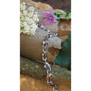 Bracelet "Tutti Frutti"saphirs fancy color et diamants or blanc 18k 19.5cm de long