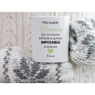 Tasse céramique 330ml - Cadeau pour Nounou - "Meilleure nounou du monde" - Cadeau de remerciement personnalisé