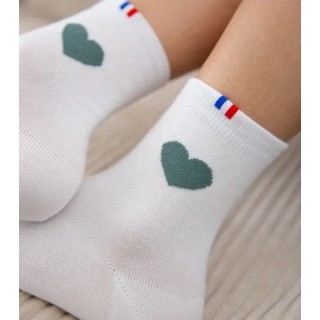 Chaussettes Femme - Grand Cœur Vert - 36/41