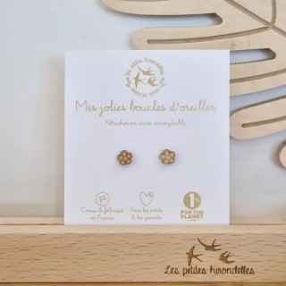 Boucles d'oreilles en bois - Fleurs