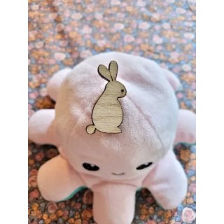 Broche en Bois : Lapin qui regarde la Lune
