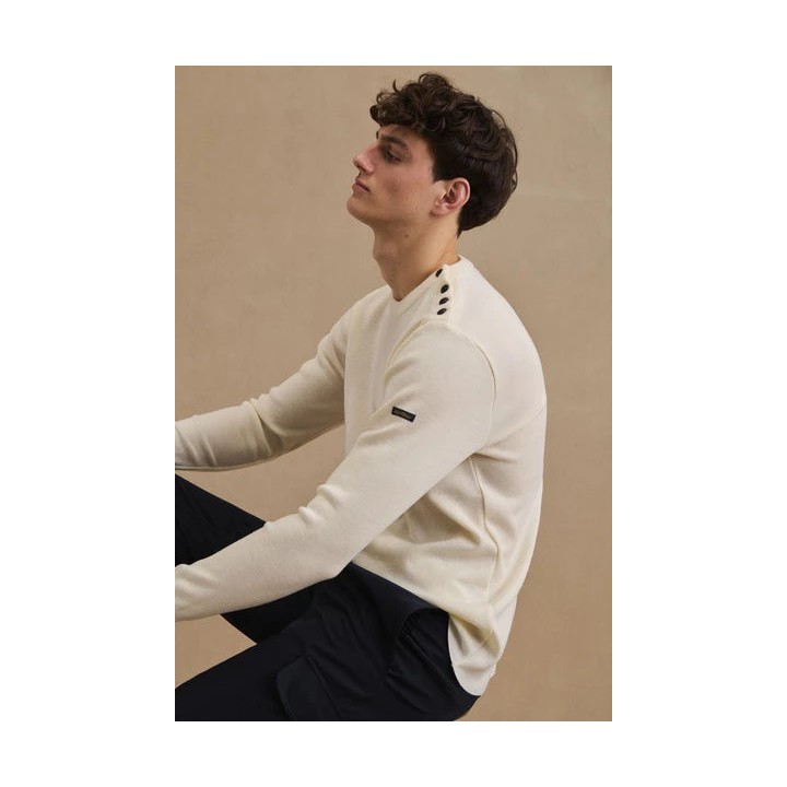 Pull Marin en laine mérinos écru pour Homme