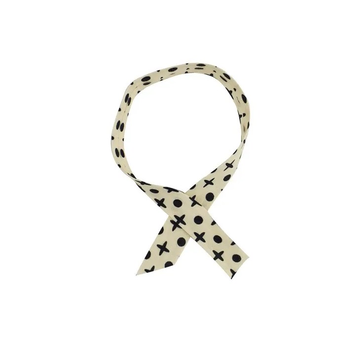 Biais coton au mètre écru motif noir