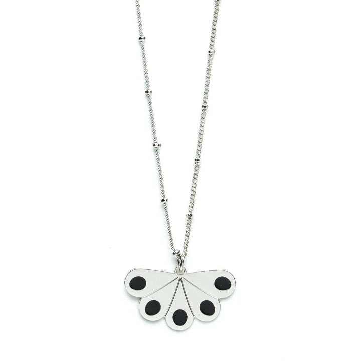 Collier Tao Argent Noir Paon Ronds