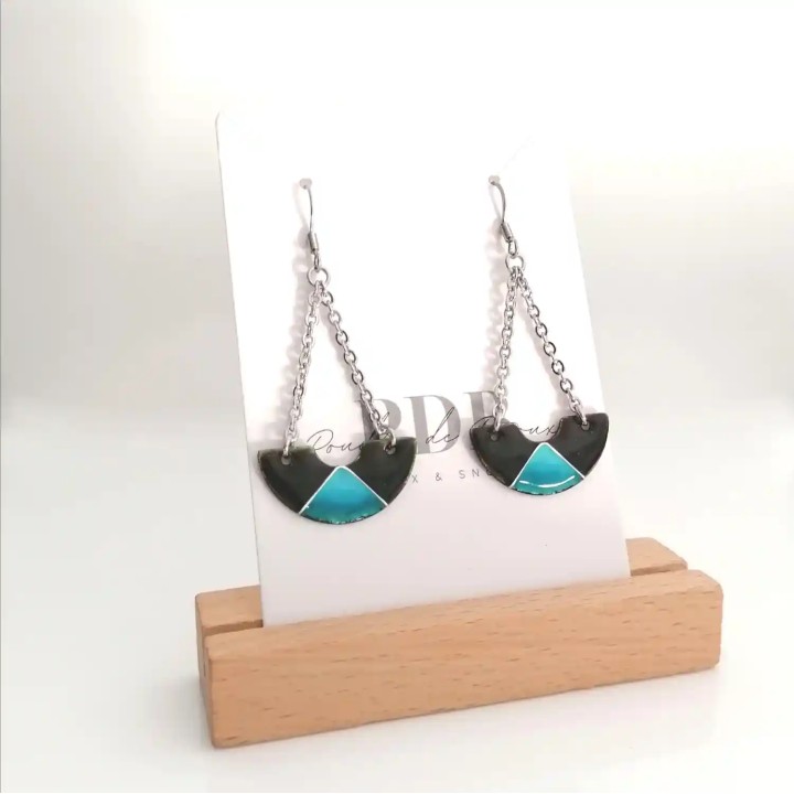 Boucles d'oreilles marron et turquoise