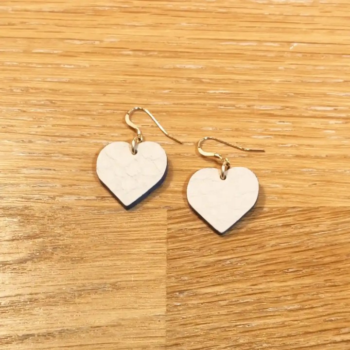 Boucles d'oreilles en cuir - Coeur - Noir