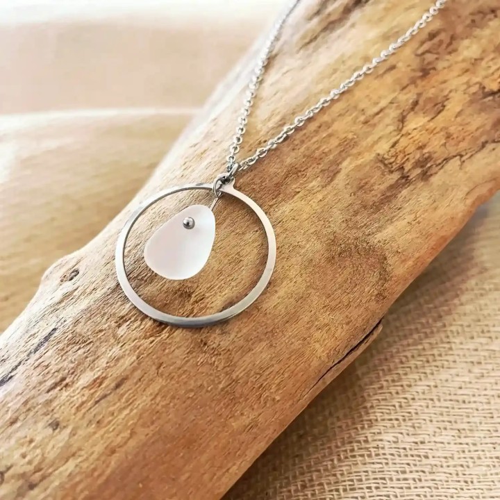 Collier ATOLL Blanc - Bijou en verre recyclé