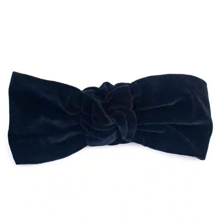 turban alexandra en velours noir et noeud