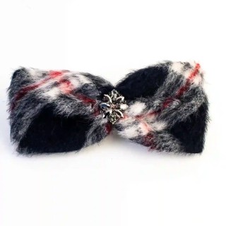 turban ella en mohair à carreaux et strass