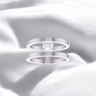 Bague H carré · Diamant blanc et or blanc