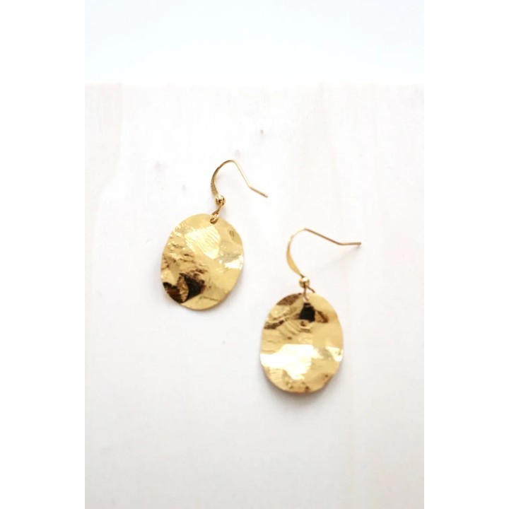 Boucles d’oreilles pendantes martelées en plaqué or ou argent