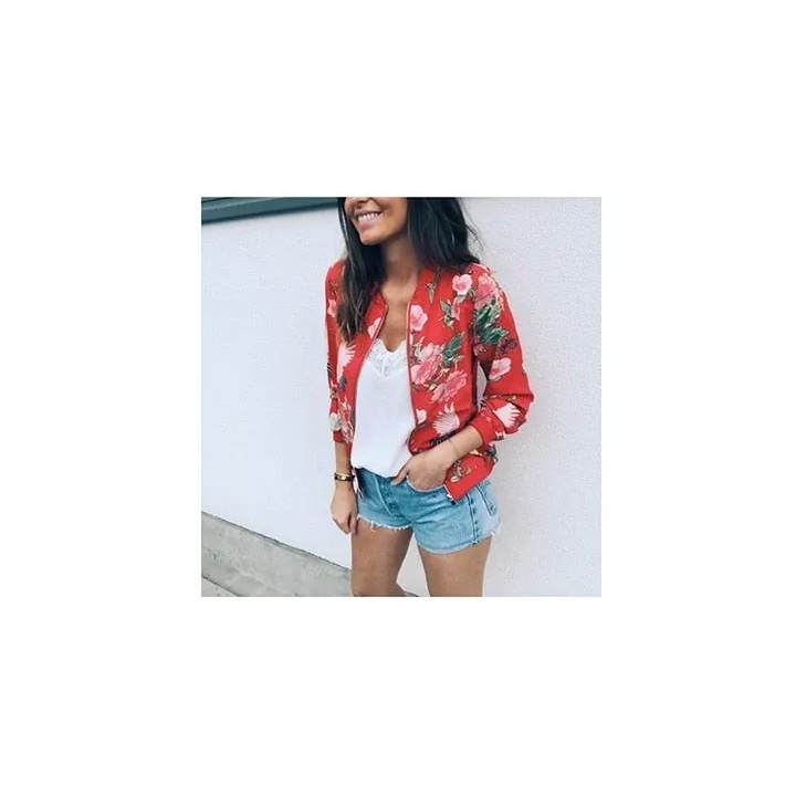 Bombers Femmes ,Tendance Imprimées ,Veste de Baseball Populaire Décontractée - Turquoise / S