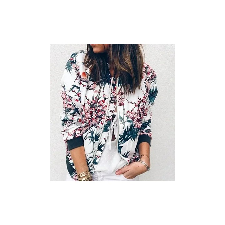 Bombers Femmes ,Tendance Imprimées ,Veste de Baseball Populaire Décontractée - Turquoise / S