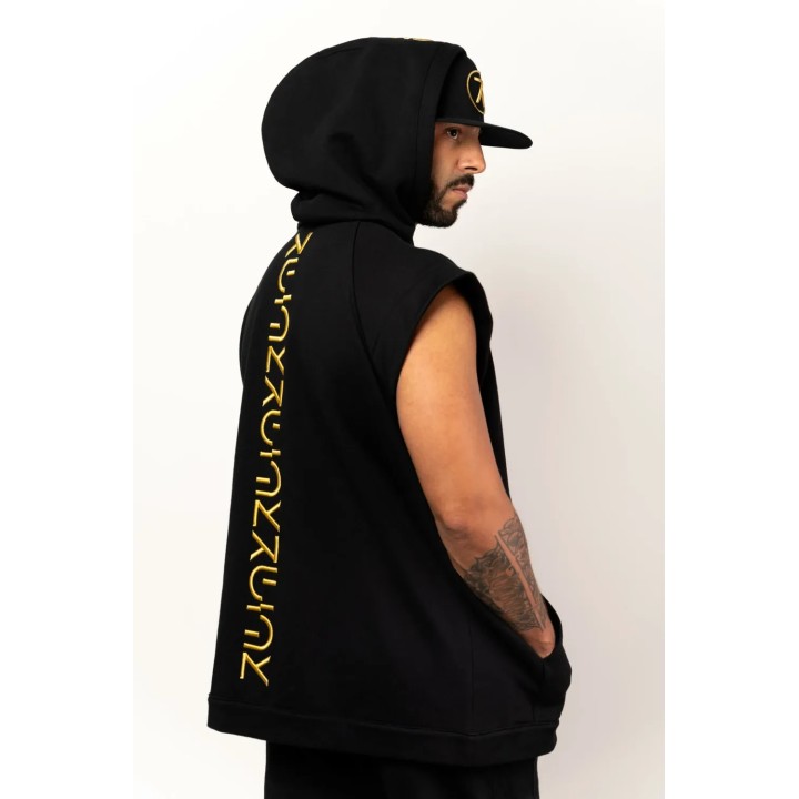 Gilet Hoodie sans manche broderie 3D Or