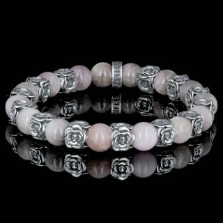 Bracelet en kunzite et roses en argent - La Revanche de Bonny