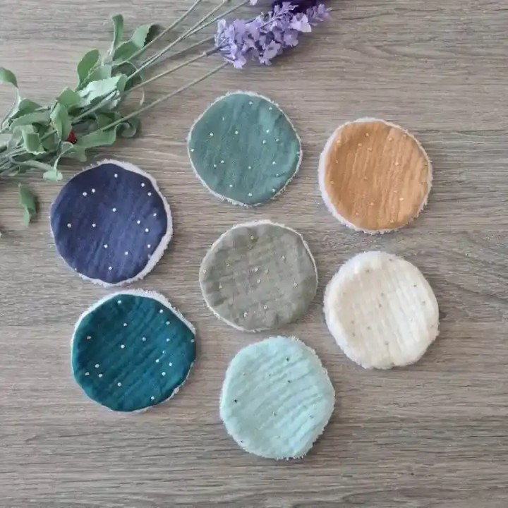 La QUINZAINE des disques démaquillants lavables bambou - en double gaze de coton