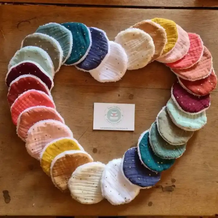 La QUINZAINE des disques démaquillants lavables bambou - en double gaze de coton