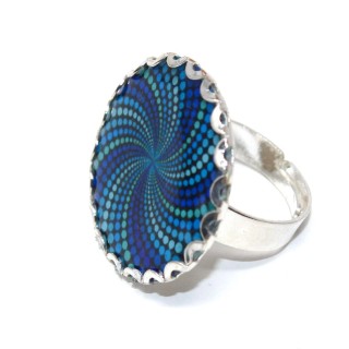 Bague Ronde Graphique Water Blue