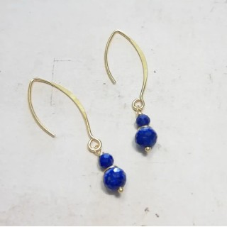 Boucles d'Oreilles en Argent 925 Doré et Lapis-Lazuli Bonita