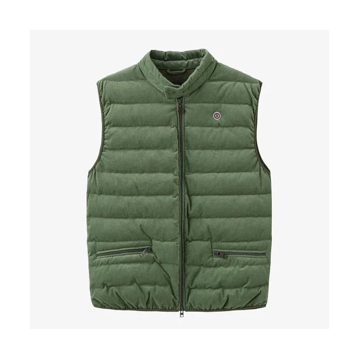 Doudoune Damiano sans manches velours vert militaire