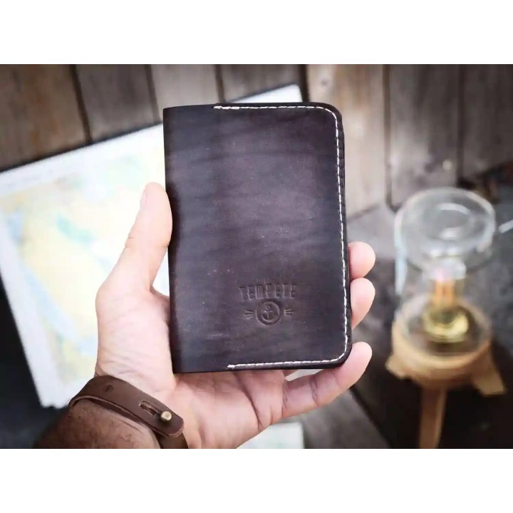 Voyageur - Porte passeport cuir - Chocolat