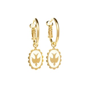 Mini Créoles Thémis Colombes Or Ivoire