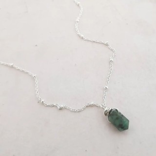 Collier Pendule en Emeraude et Argent 925