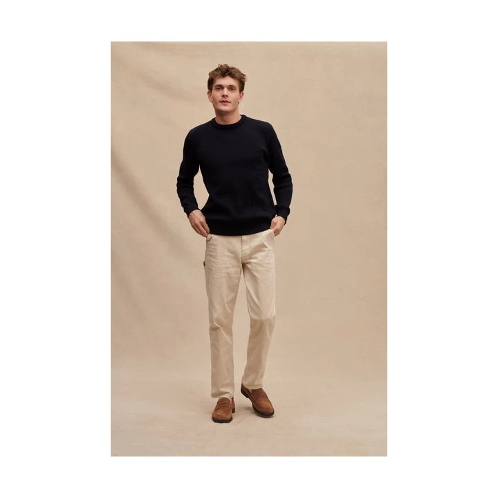 Pullover col rond marine pour homme - Le Minor x Monocle