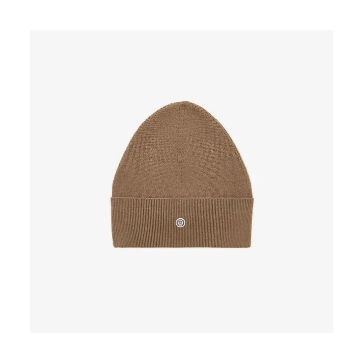 Bonnet uni en coton et laine camel