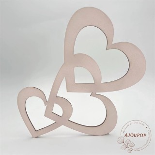 Sculpture en bois le triptyque de coeurs