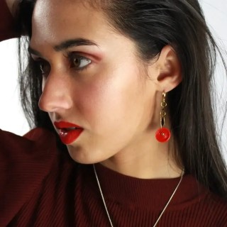 Boucle dorées à l'or fin Murano Créoles Disc Sun 1