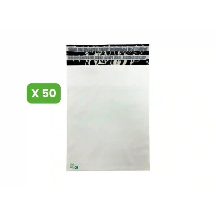 50 Enveloppes plastique Aller Retour 60 microns N°2 - 320x410mm
