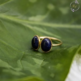 Réf A734 Bague LEILA Lapis et or fin Réglable