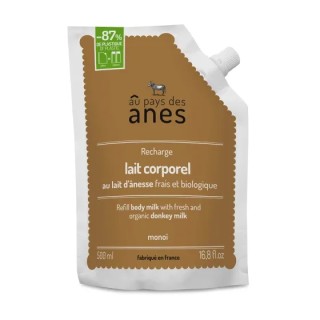 Recharge lait corporel au lait d'ânesse frais et biologique Monoï 500ml