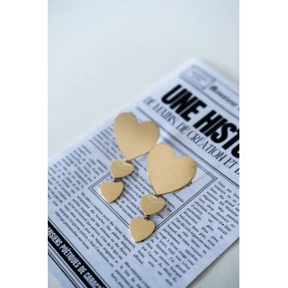 Boucles d'Oreilles Puces Pendantes Aphrodite Or Coeurs
