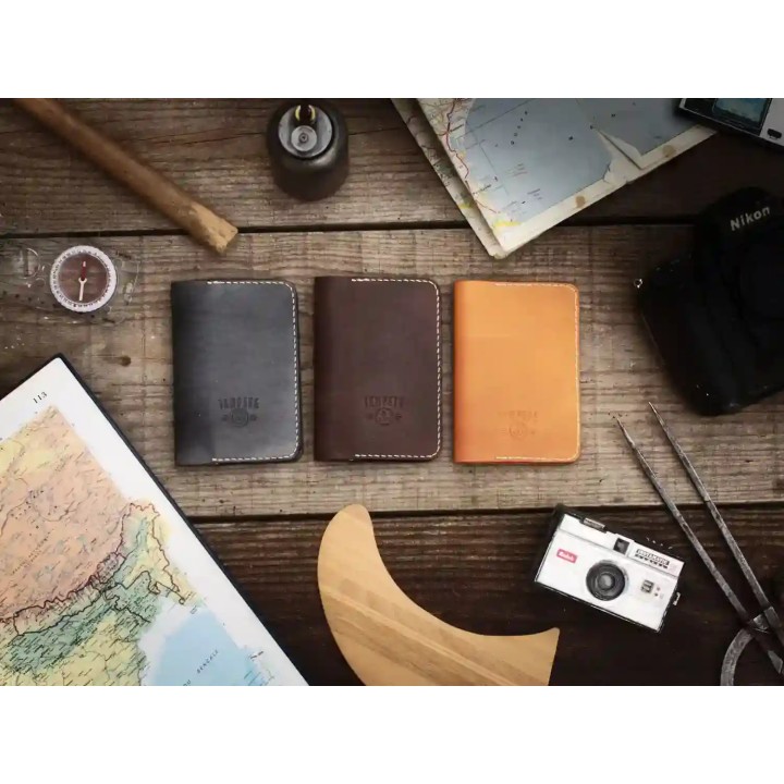 Voyageur - Porte passeport cuir - Miel