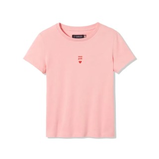 Tee-shirt Bertin brodé "mon petit coeur" rose clair en coton bio