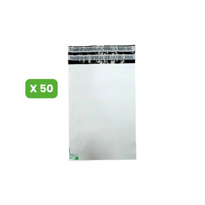 50 Enveloppes plastique Aller Retour 60 microns N°1 - 230x330mm