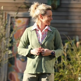 Veste Véga - lin stone wash vert sauge - XS