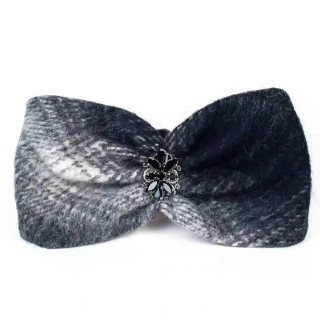 turban joy en mohair à carreaux noir et strass